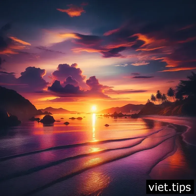 Beautiful sunset view at Back Beach, Vung Tau, Vietnam