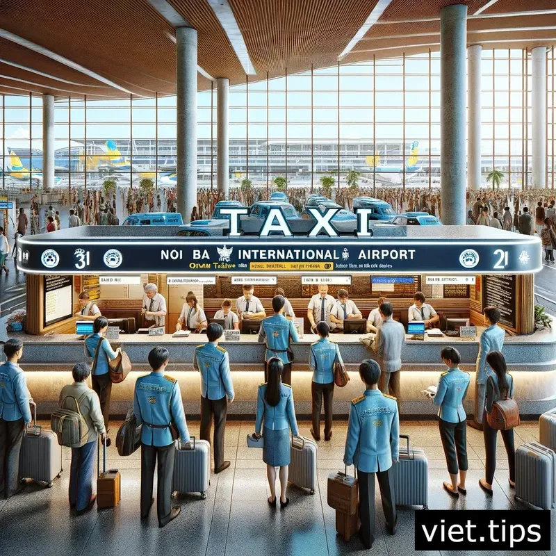 Official taxi service counters at Noi Bai International Airport