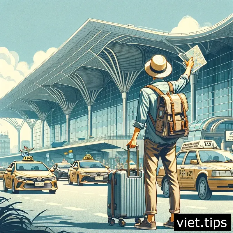 Tourist boarding an official taxi at Noi Bai International Airport