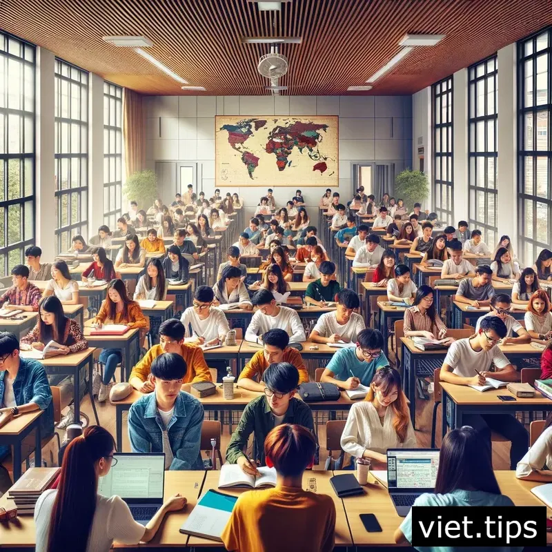 International students in a Vietnamese university classroom for SEO
