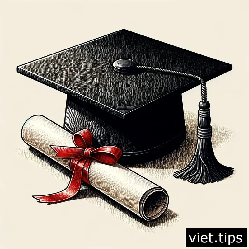 Graduation cap and diploma symbolizing the academic requirements for teaching English in Vietnam