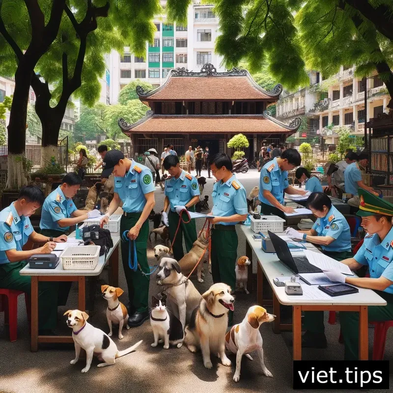Authorities registering pets in HCMC